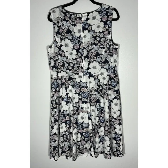 Ann Taylor Dress 16 Floral Cotton Poplin Lined Cottage Wedding Shower Modest Tea - Picture 5 of 14